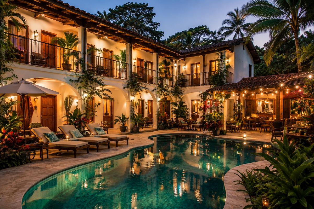 Illustrative boutique tropical hotel in Costa Rica