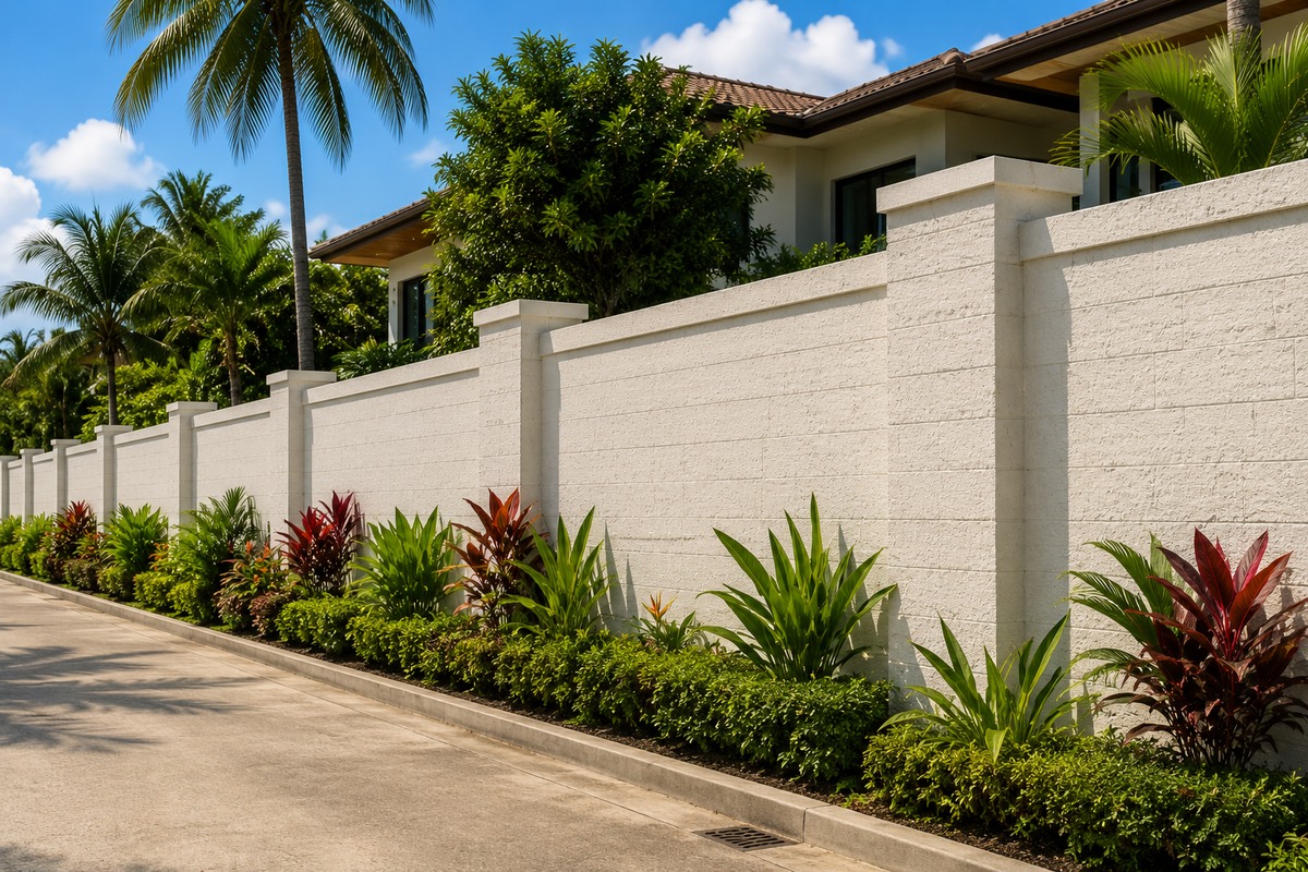Illustrative finished residential ICF wall in a tropical Costa Rica setting