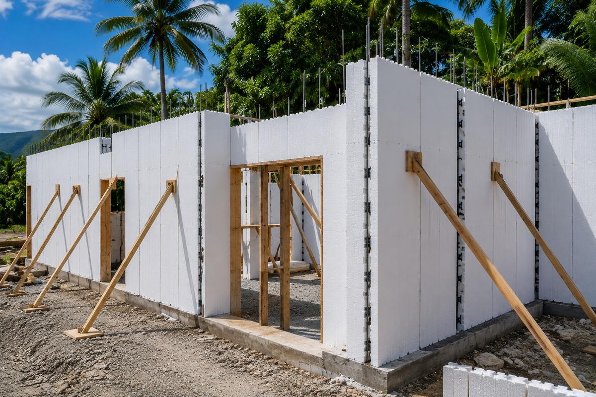 Illustrative BetterBlock ICF wall system under construction