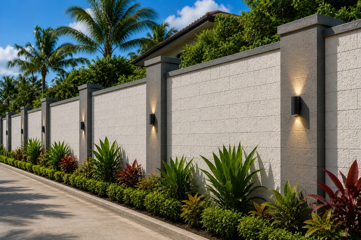 Illustrative finished ICF perimeter wall in a tropical Costa Rica setting
